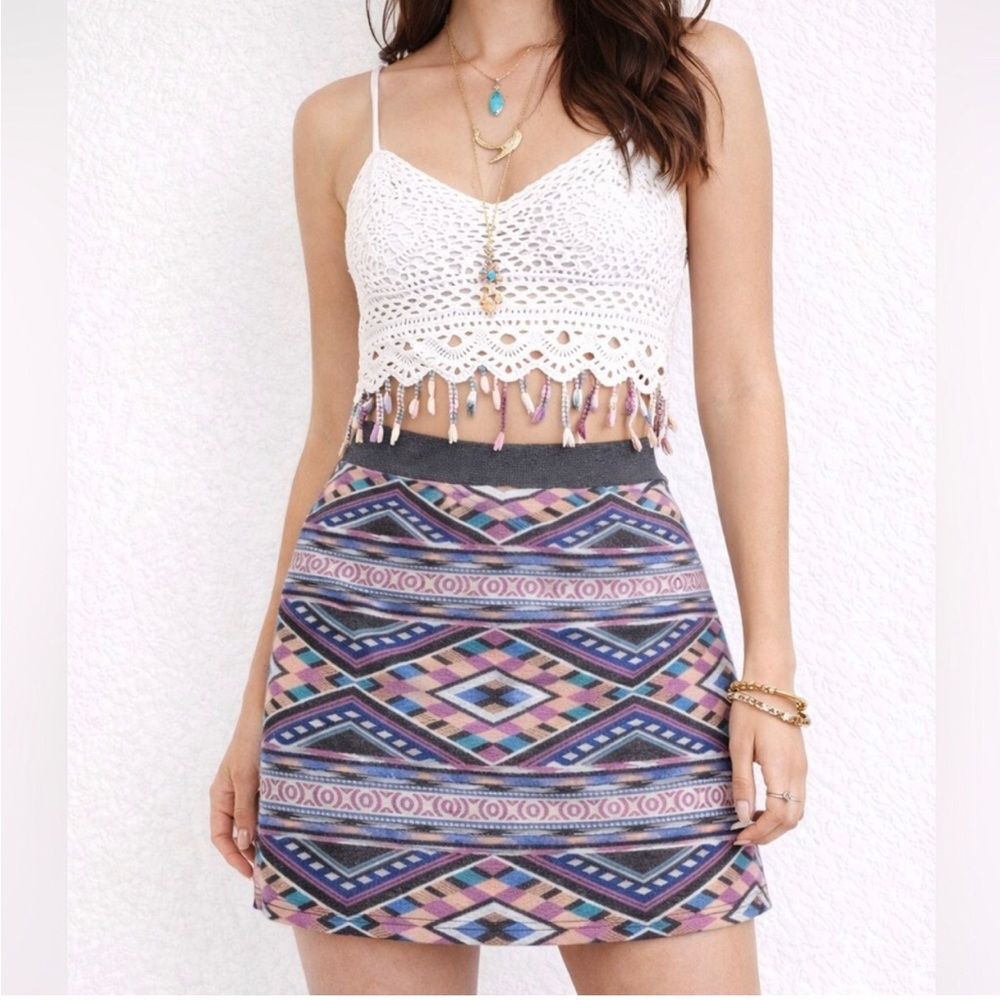 NWT American Eagle Boho Geometric Print Mini Skirt - Purple Multi Size 12